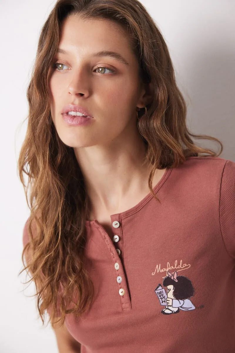 Mafalda brown cotton pajamas