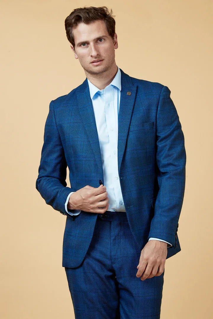 MARC DARCY Jerry Blazer - Mens Slim Fit - Blue Check