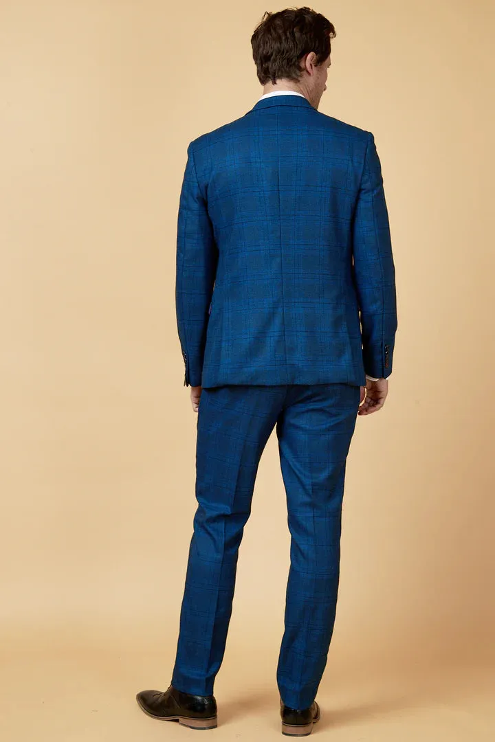 MARC DARCY Jerry Blazer - Mens Slim Fit - Blue Check