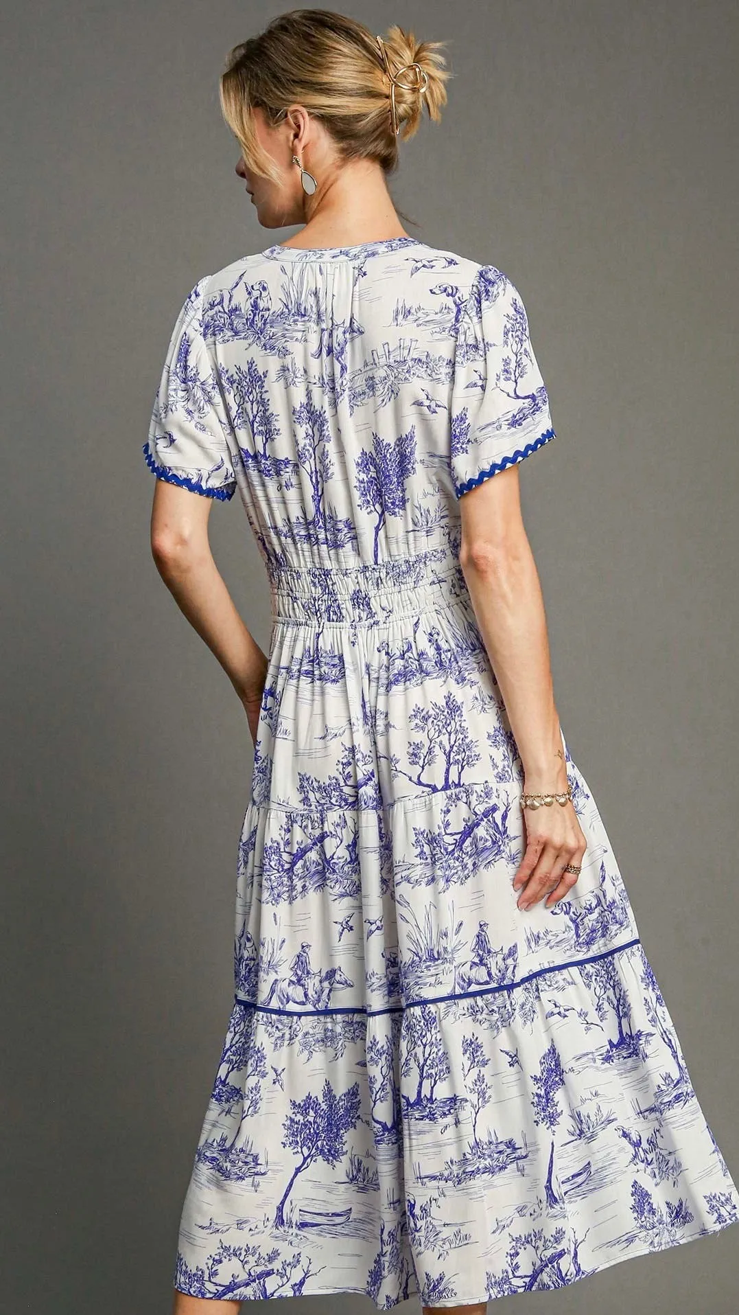 Matilda Ric Rac Trim Maxi Dress Toile Blue