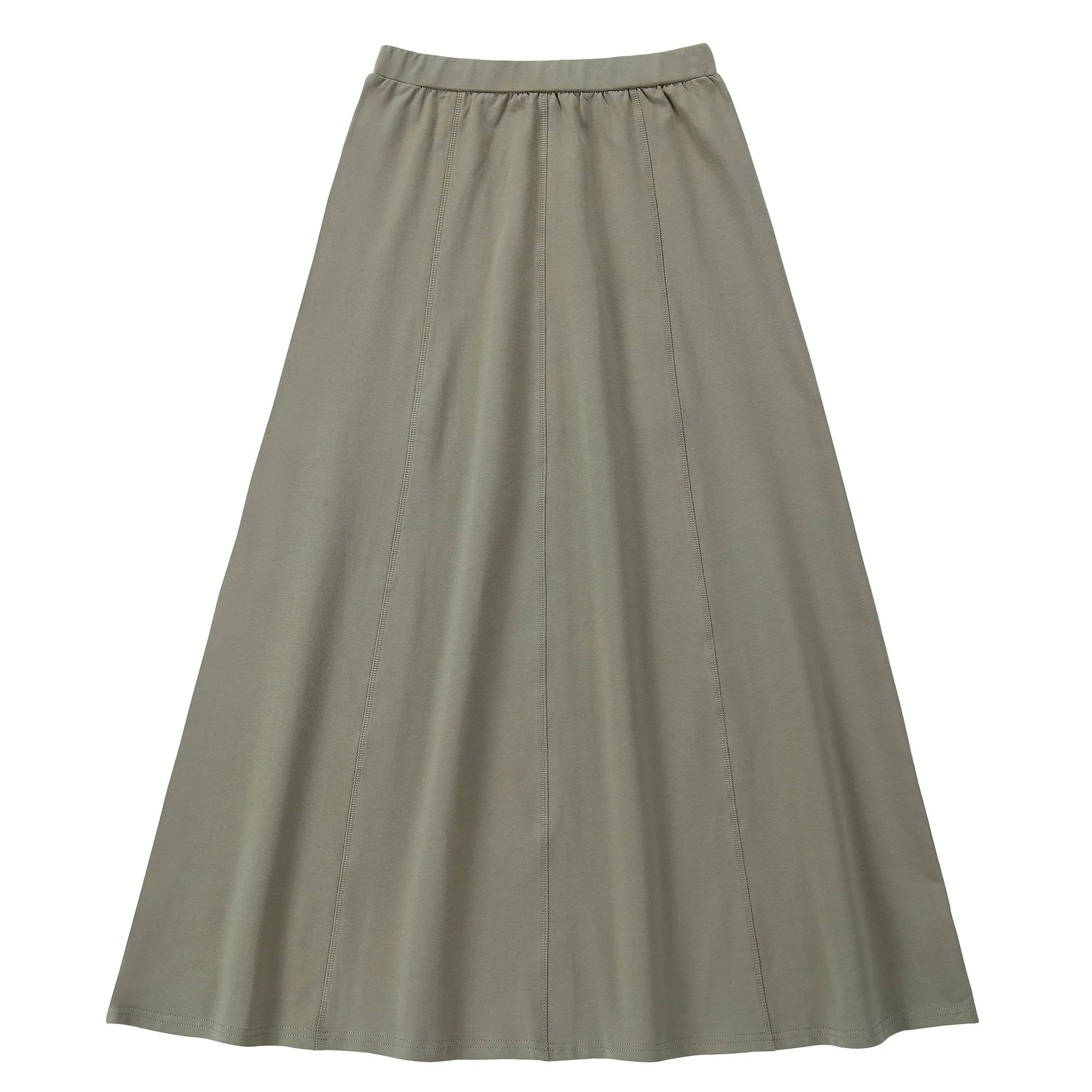 Maxi Sage Paneled Skirt With Stitching Details