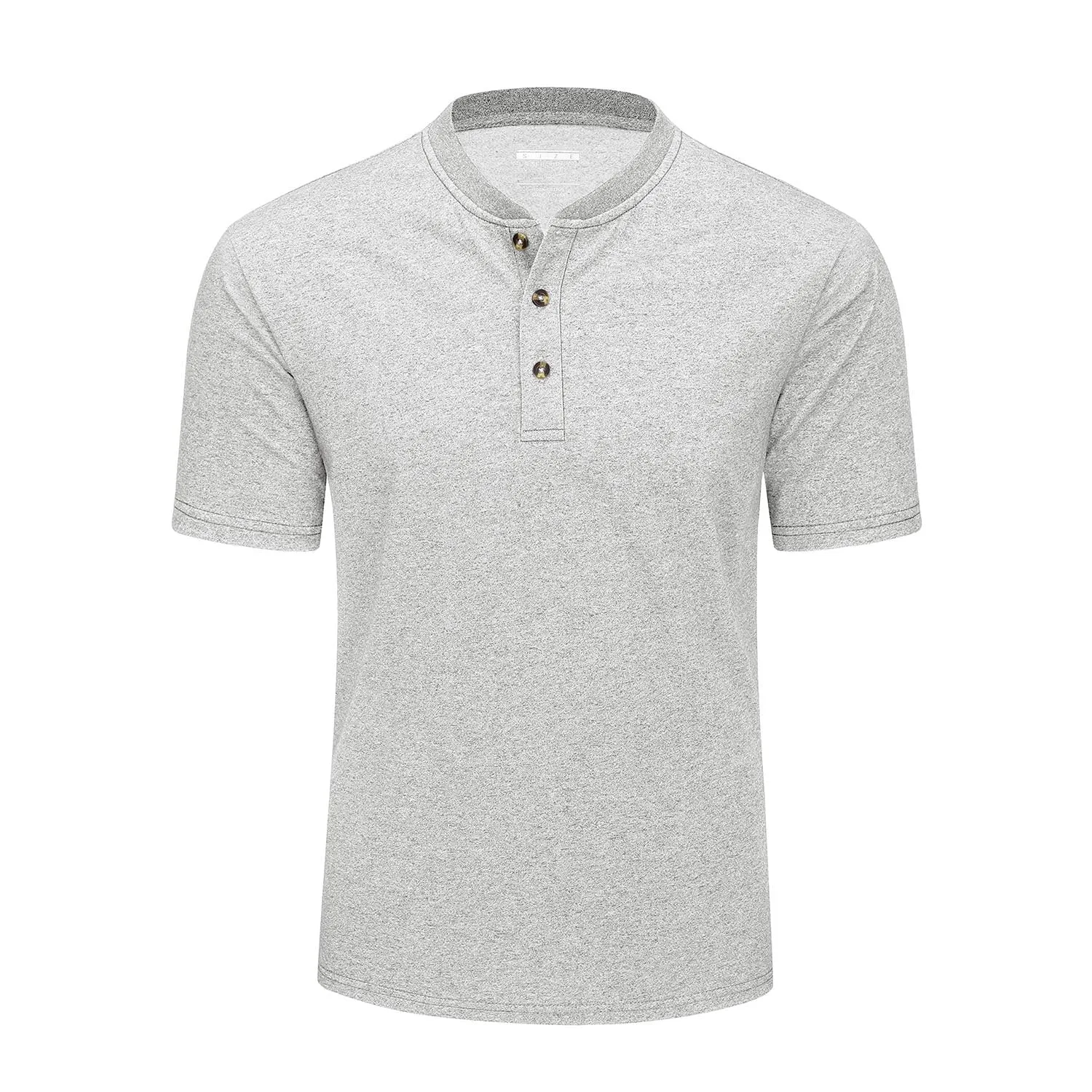 Mens Henley Shirts Cotton Casual T-Shirt Fashion Front Placket Summer Daily T-Shirts