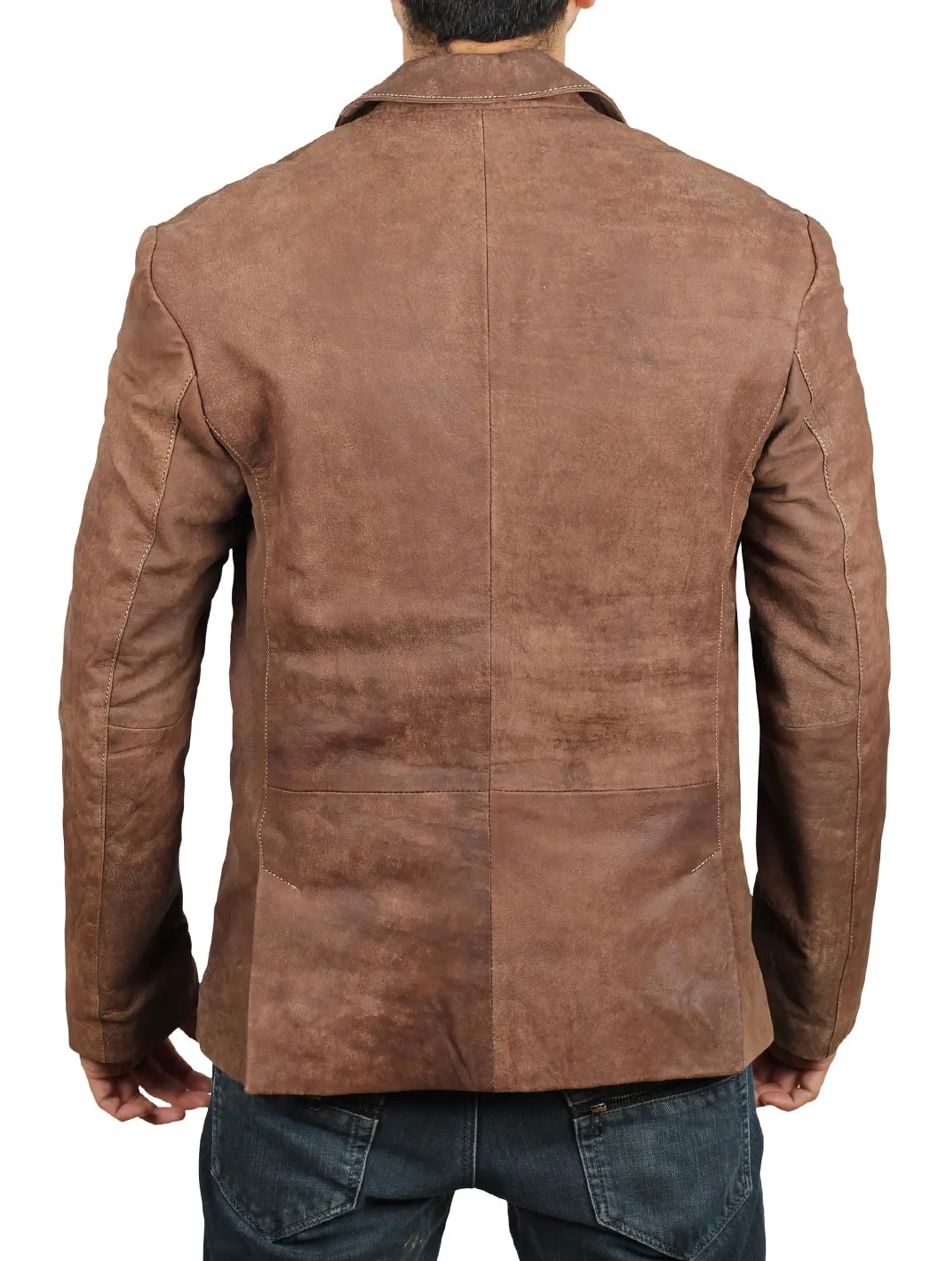 Men's Lambskin Snuff Brown Leather Blazer