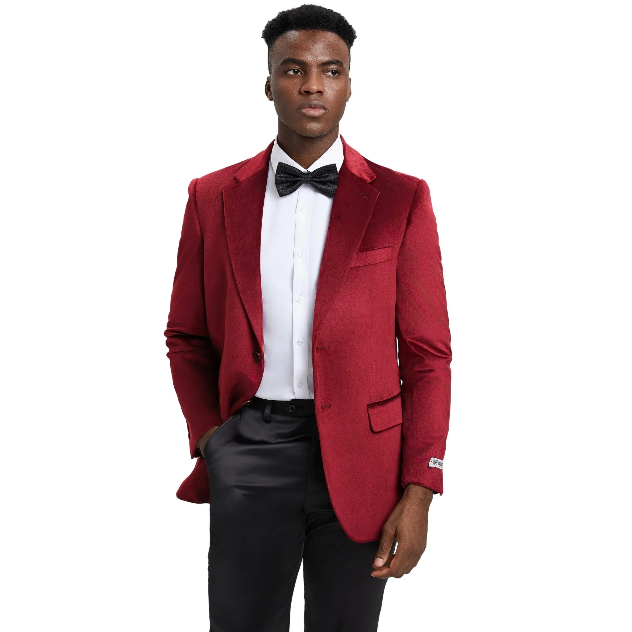 Men's Refined Red Wine Velvet Blazer for Prestigious Events