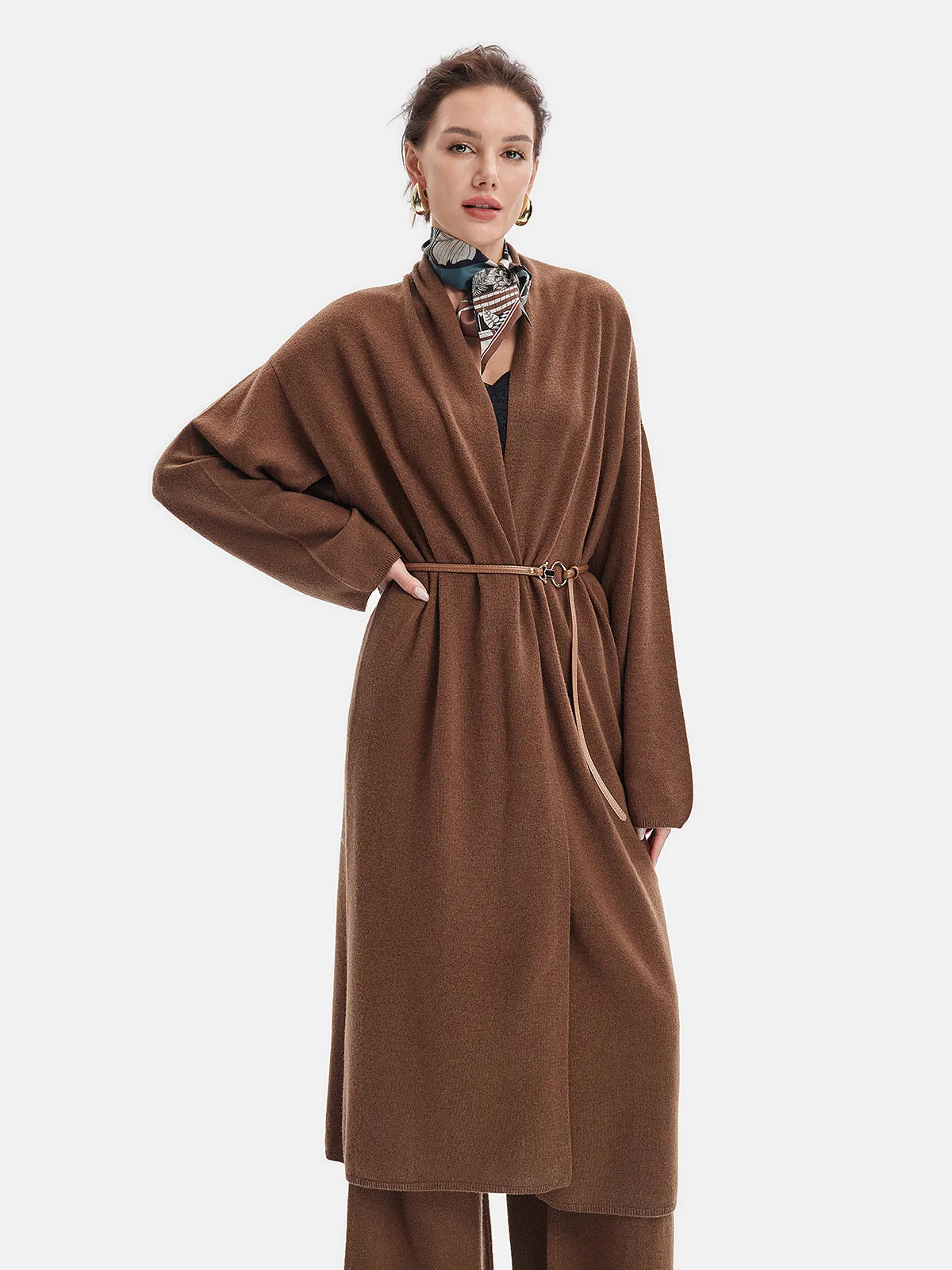 Merino Wool Knit Long Coat