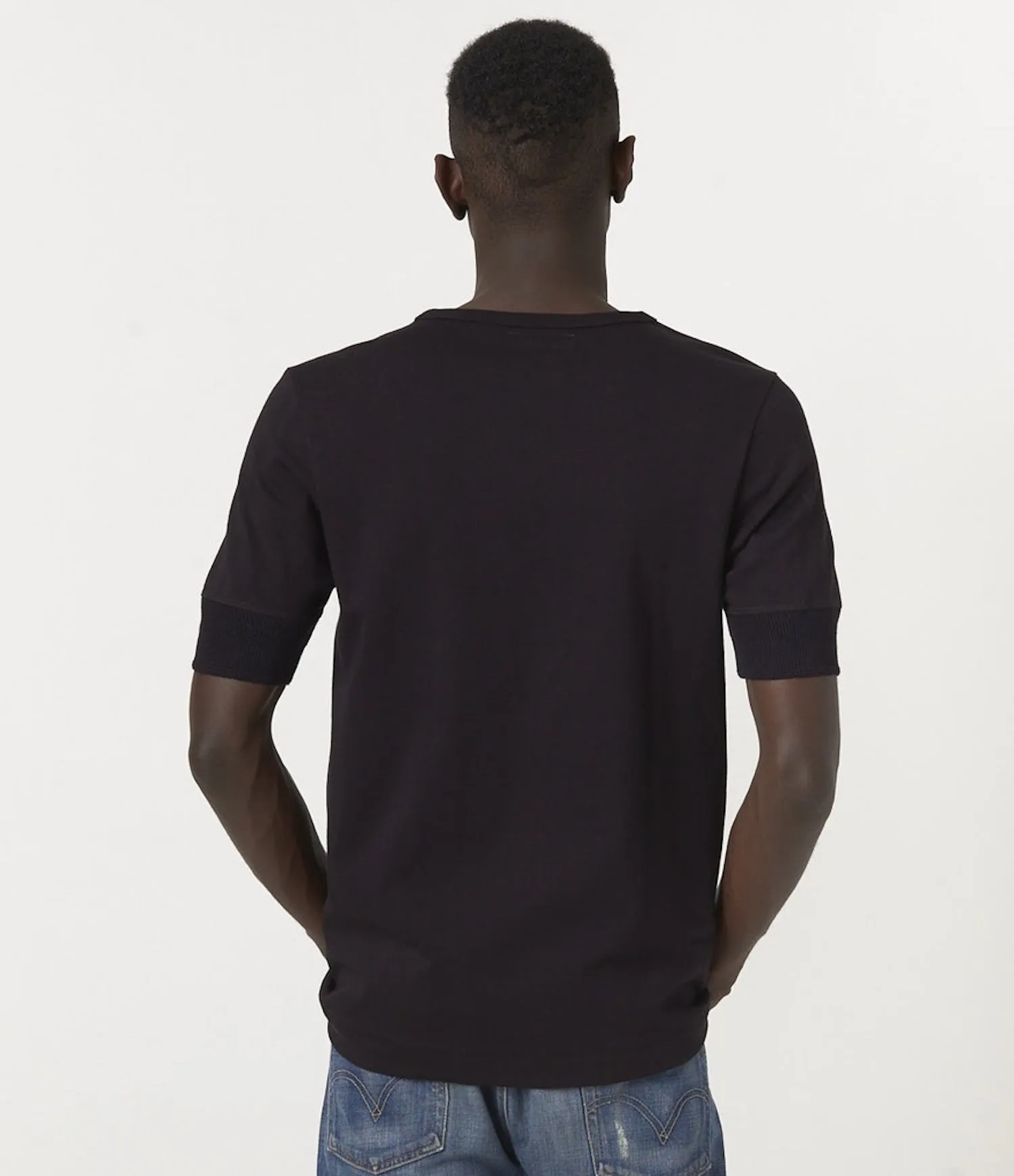 MERZ B SCHWANEN 207 SHORT SLEEVED HENLEY SHIRT -  DEEP BLACK