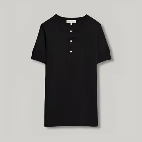 MERZ B SCHWANEN 207 SHORT SLEEVED HENLEY SHIRT -  DEEP BLACK