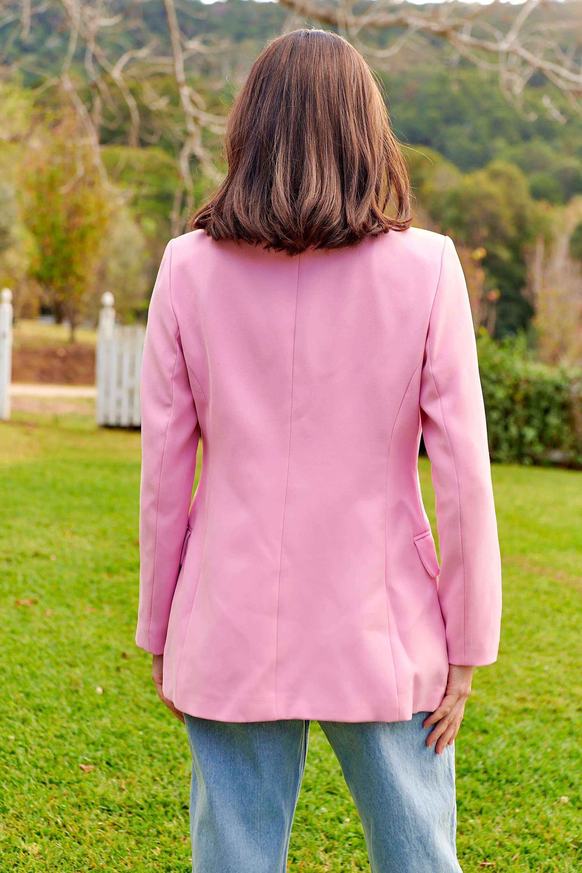 Mimosa Pink Button Front Blazer