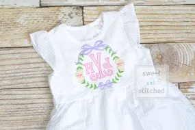 Monogrammed Seersucker Easter dress with bunny monogram frame