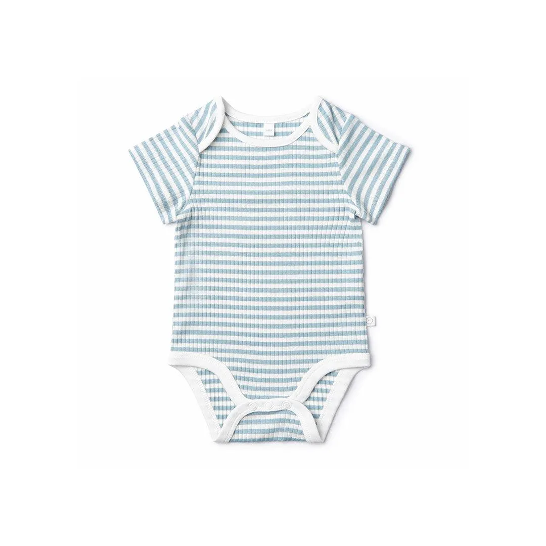 MORI Ribbed Short Sleeve Bodysuit - Sea Stripe