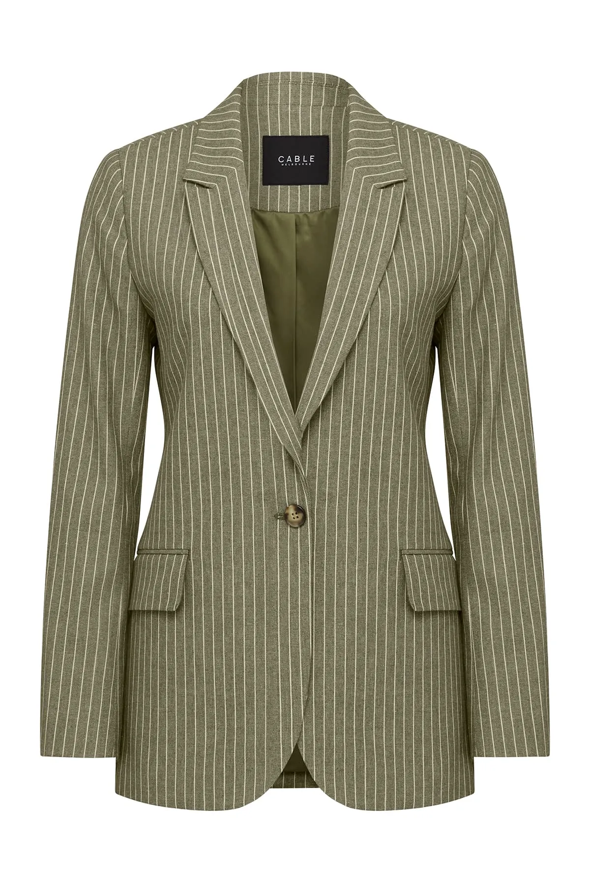 Mosman Pinstripe Blazer - Sage Green Pinstripe