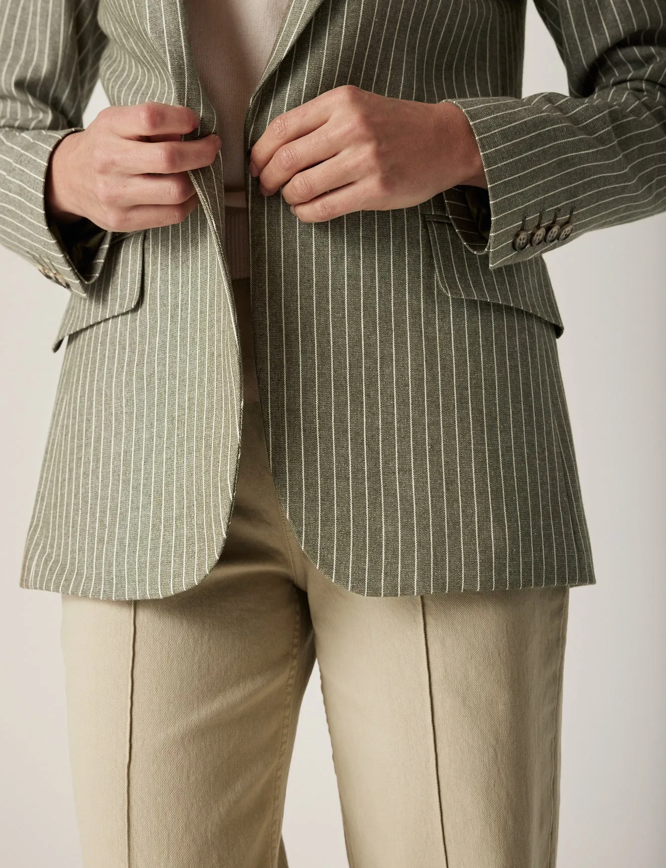 Mosman Pinstripe Blazer - Sage Green Pinstripe