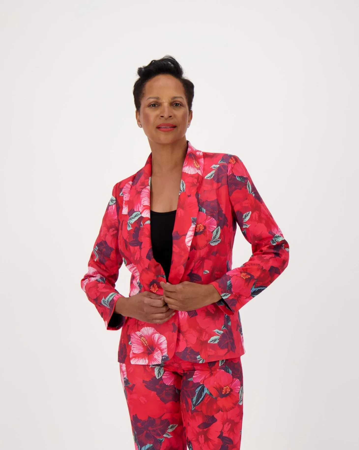 Moulin Rouge Hibiscus Print Blazer