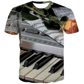 Music T shirts Men Instrument Tshirt Printed Retro Tshirt Anime Electronic T shirts Funny