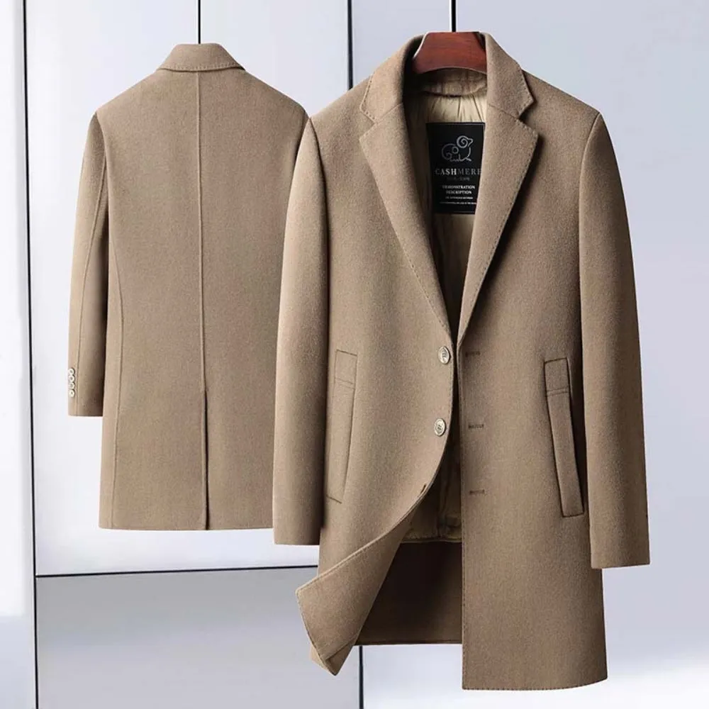 MV Cashmere Mid-Length Suit Collar Coat