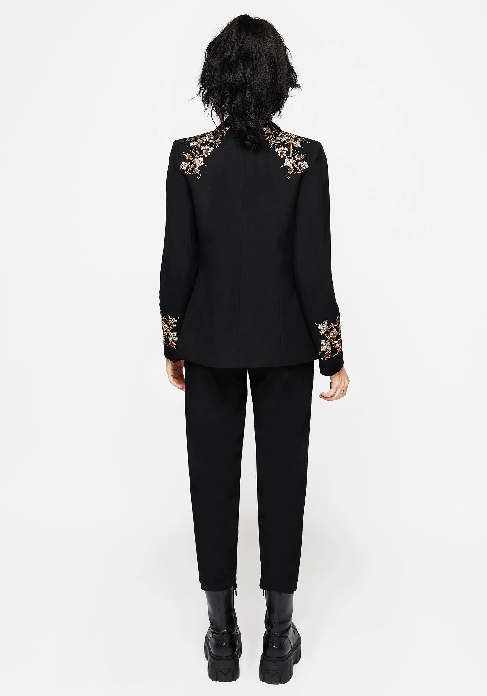 Nasturtium Floral Embroidered Relaxed Blazer