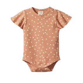 Nature Baby - Petal Sleeve Bodysuit - Flora Cork Marl