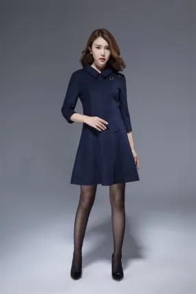 navy blue wool tunic dress 1815