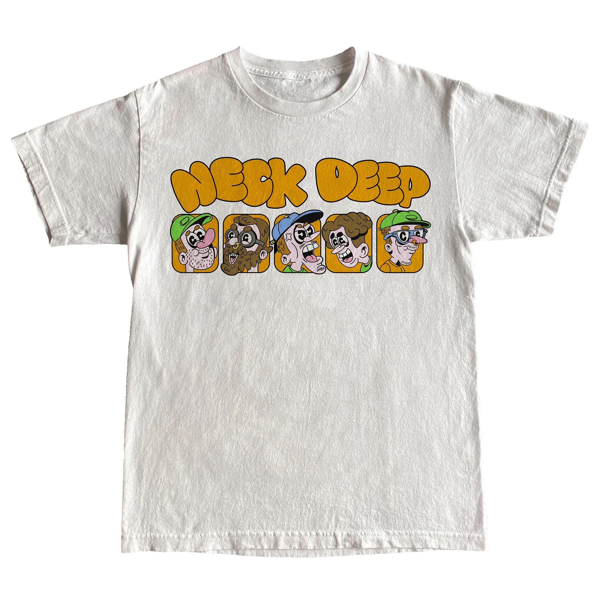 Neck Deep "Cartoon Band" White T-Shirt