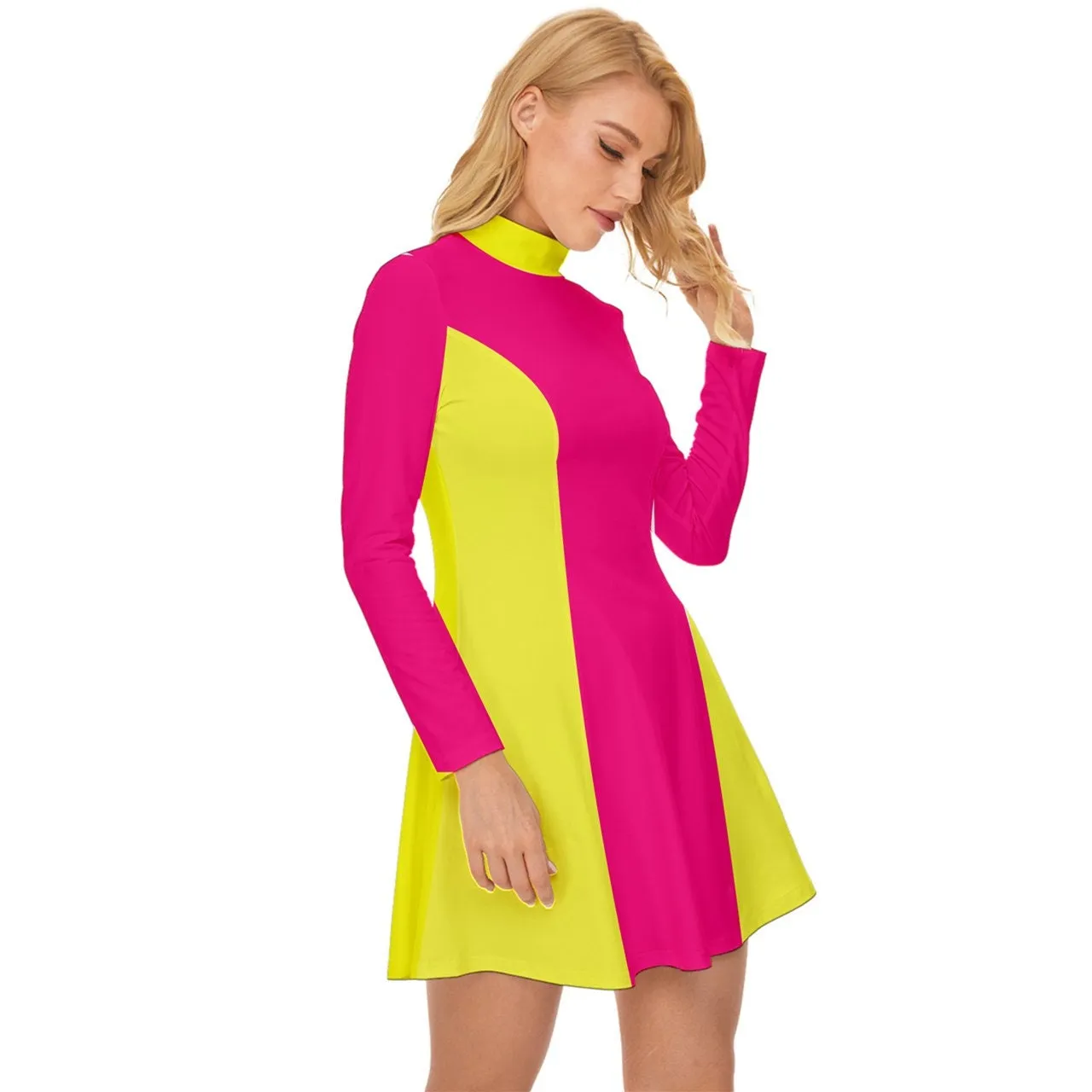 Neon Dress, Neon Pink Dress, 60s Dress Style, Mod Dress, Color Block Dress, Pink GOGO Dress, 60s style dress, 60s mini dress, Retro Dress