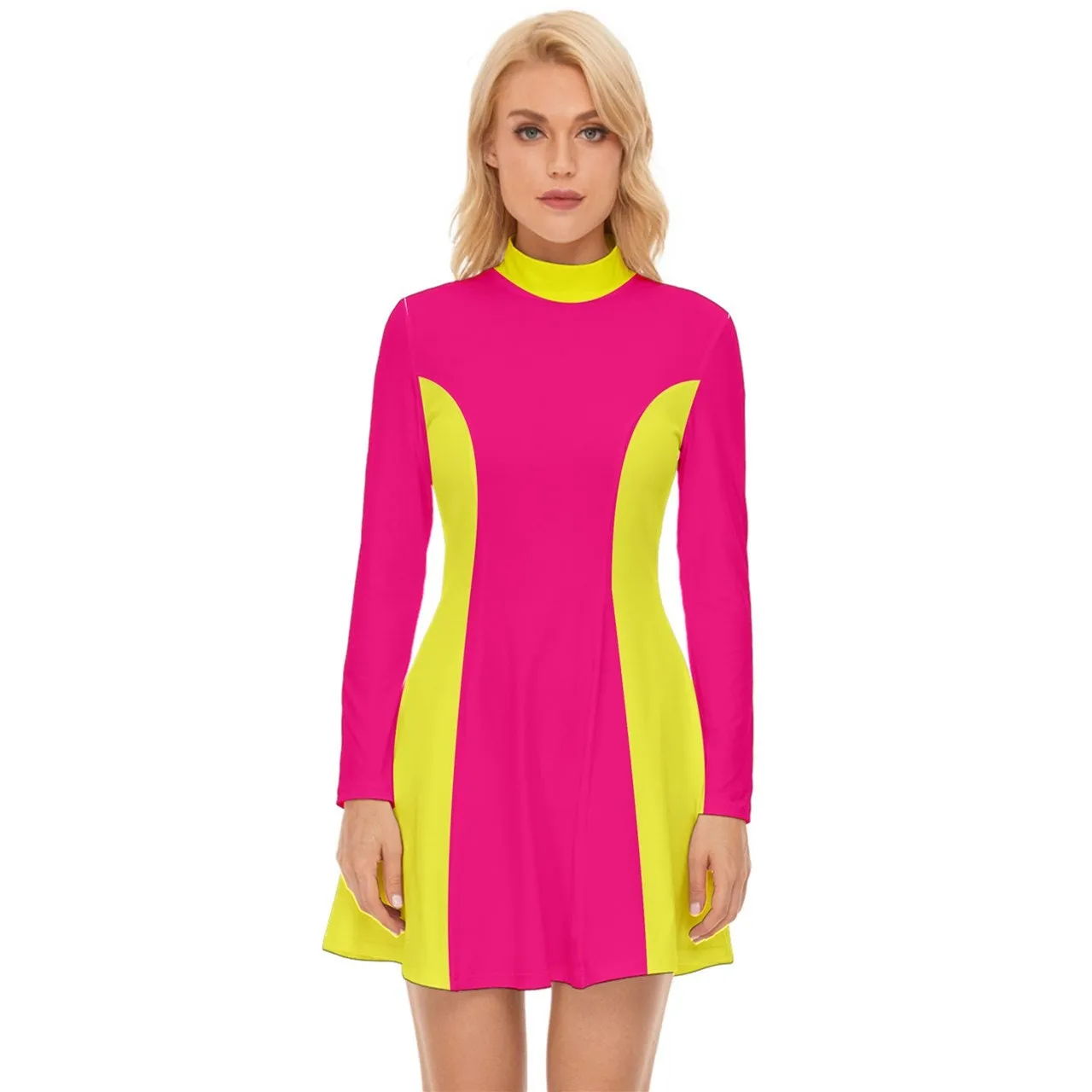 Neon Dress, Neon Pink Dress, 60s Dress Style, Mod Dress, Color Block Dress, Pink GOGO Dress, 60s style dress, 60s mini dress, Retro Dress