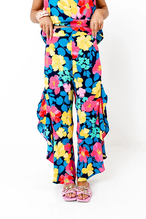 Neon Lights High Waist Floral Pants