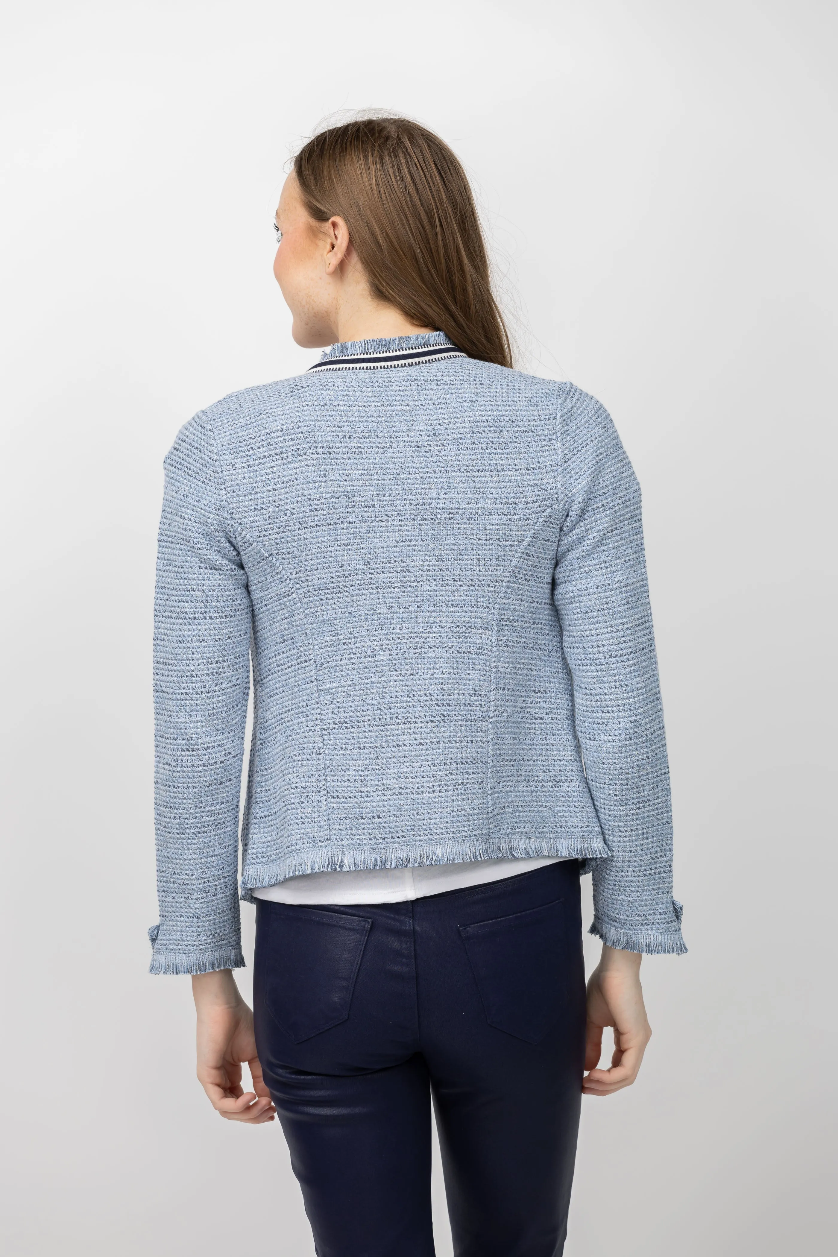 Nic   Zoe Mix Knit Jacket in Blue Multi