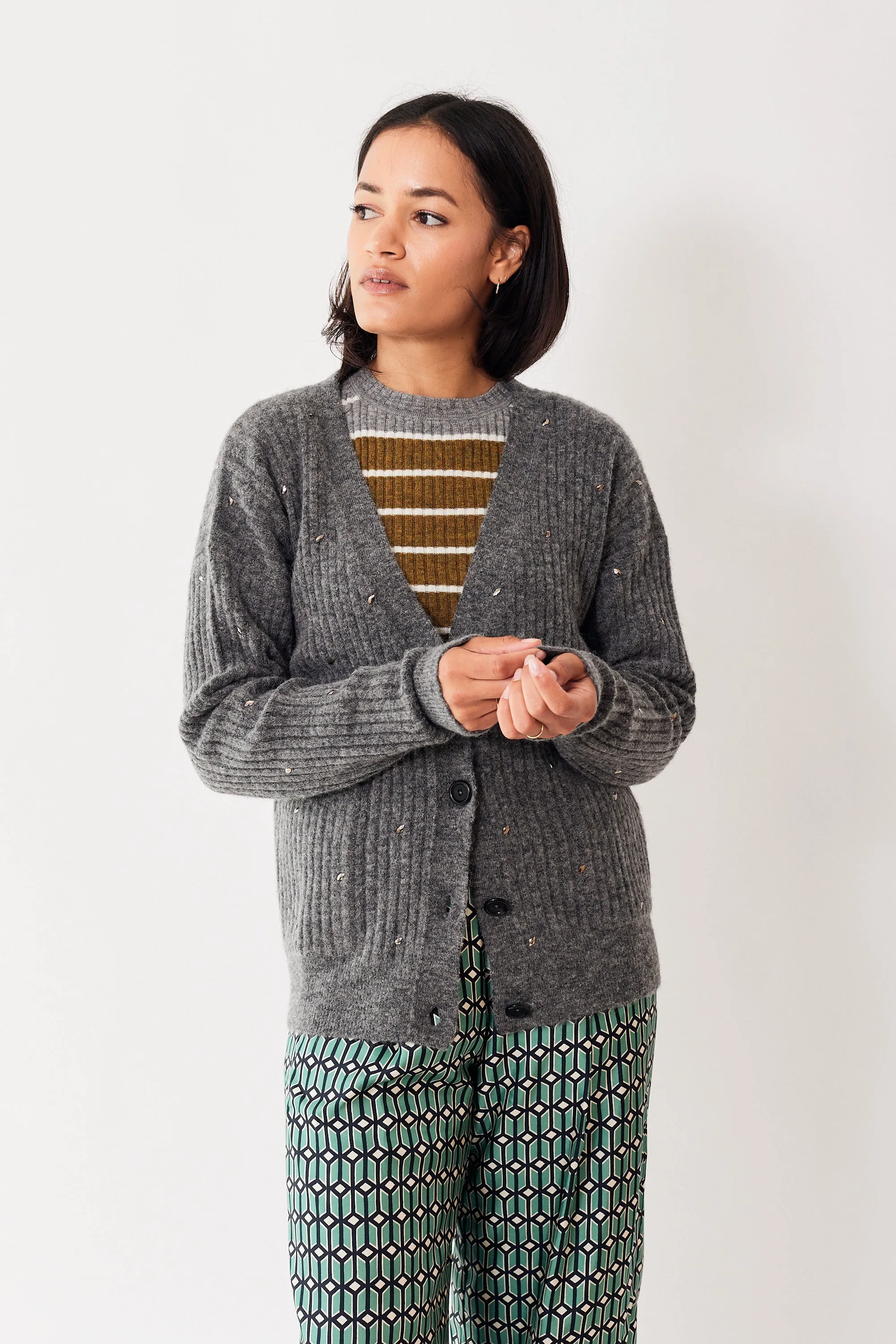 Odeeh Embellished Four Button Cardigan