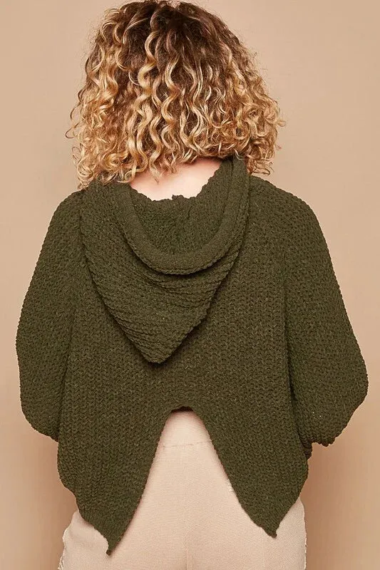 Olive Cropped Knit Sweater