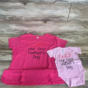 Our First Mother's Day Mom & Baby Matching Shirt Set sz L/12m