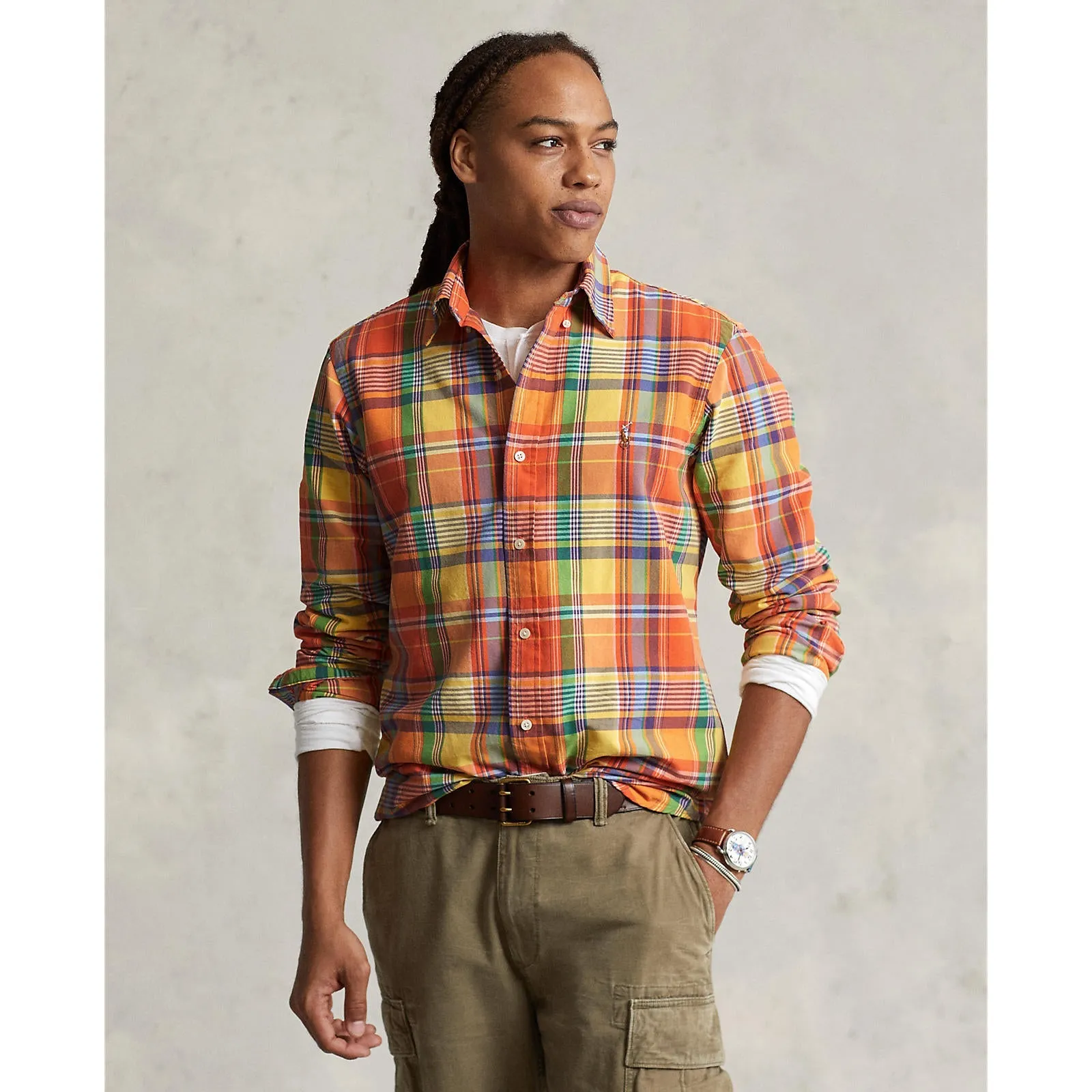 Oxford Shirt  - Orange/Yellow Multi-Coloured Check