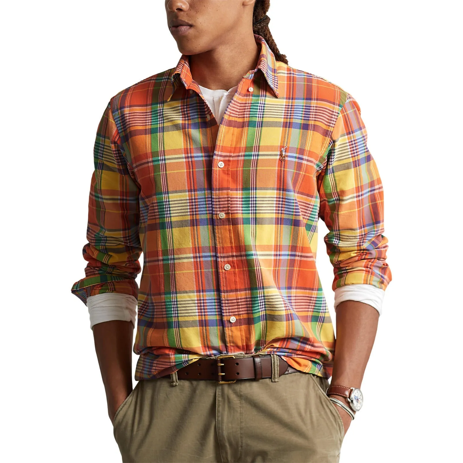 Oxford Shirt  - Orange/Yellow Multi-Coloured Check