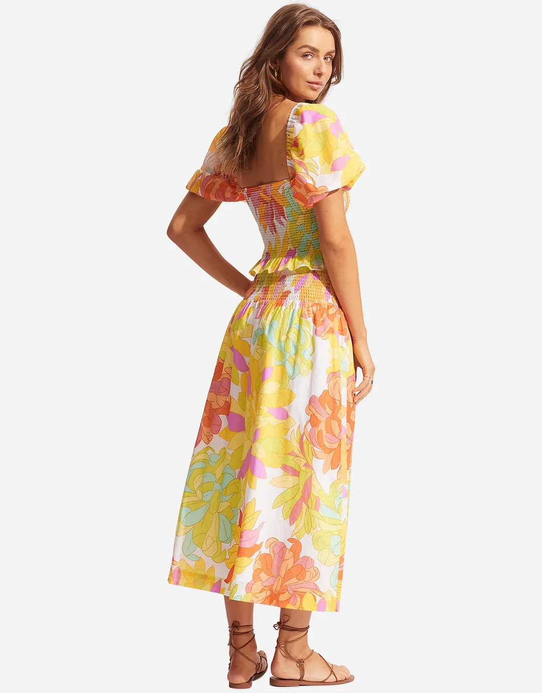 Palm Springs Shirring Skirt - Limelight