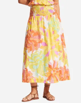 Palm Springs Shirring Skirt - Limelight