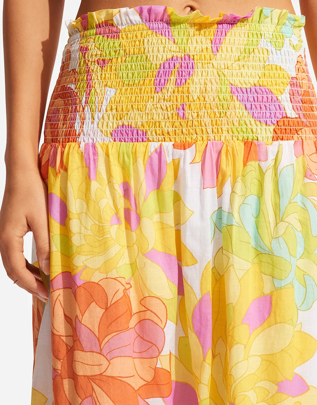 Palm Springs Shirring Skirt - Limelight