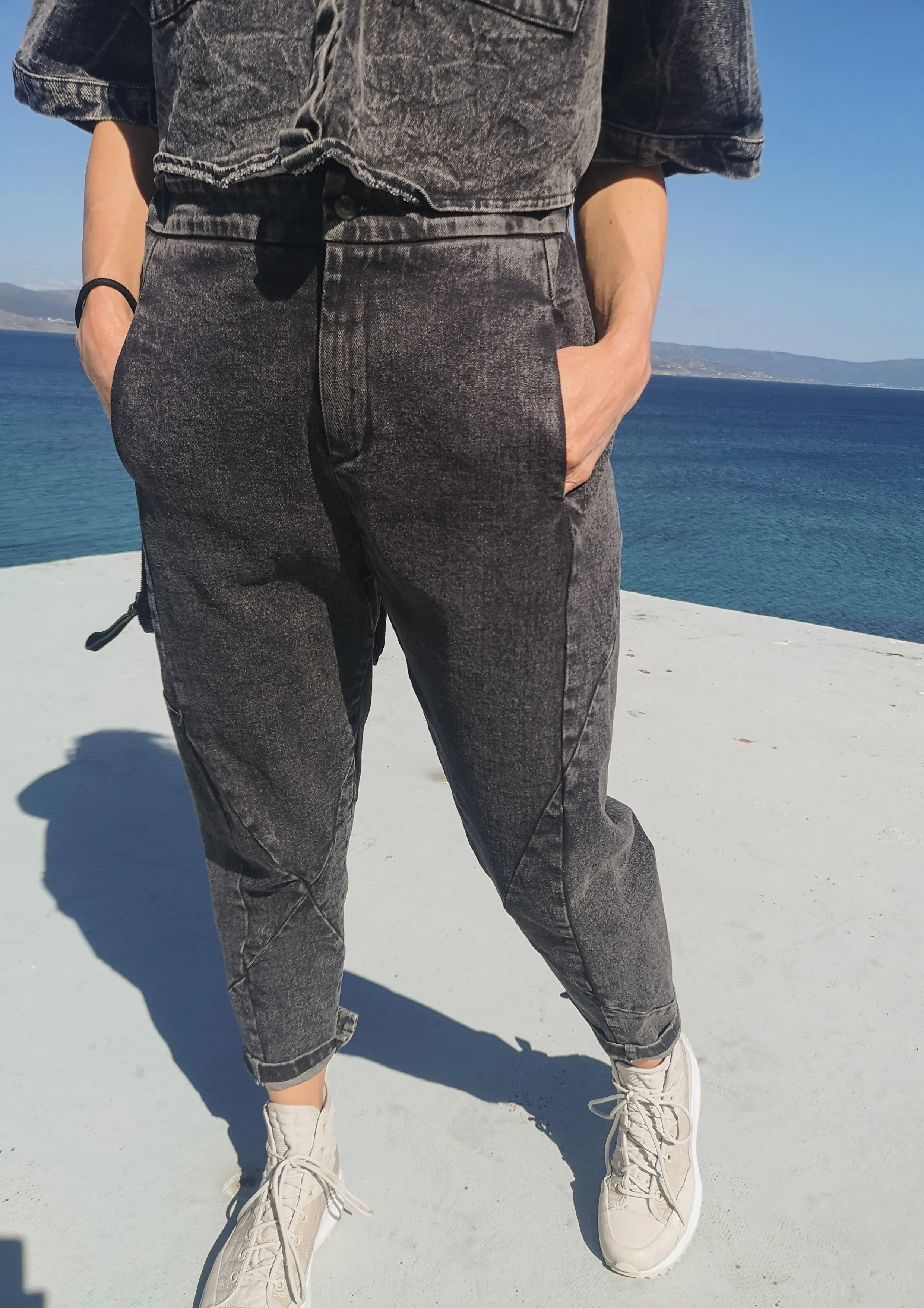 PANTS HIGH WAIST - DENIM washed black