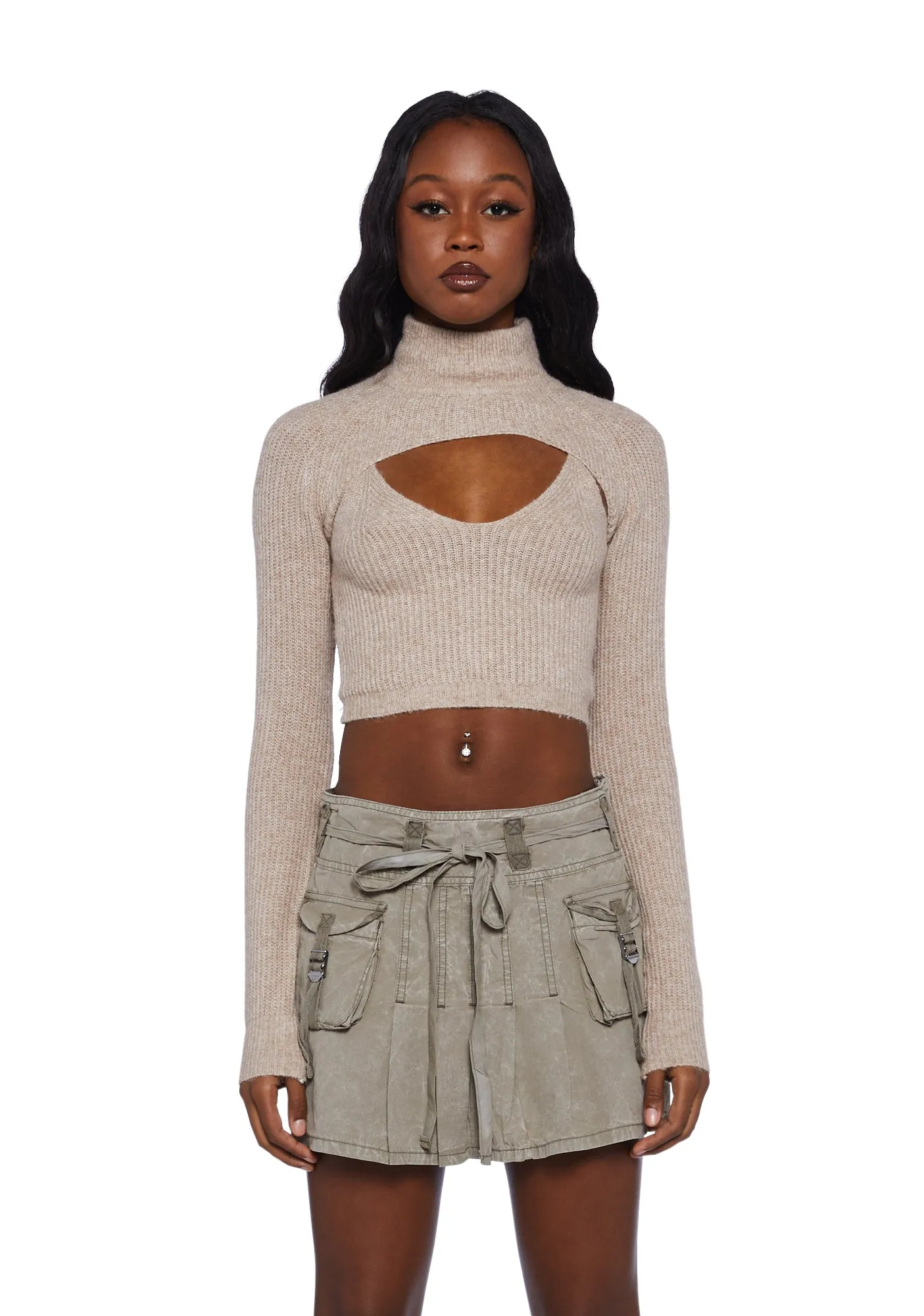 Peekaboo Cut Out Crop Sweater