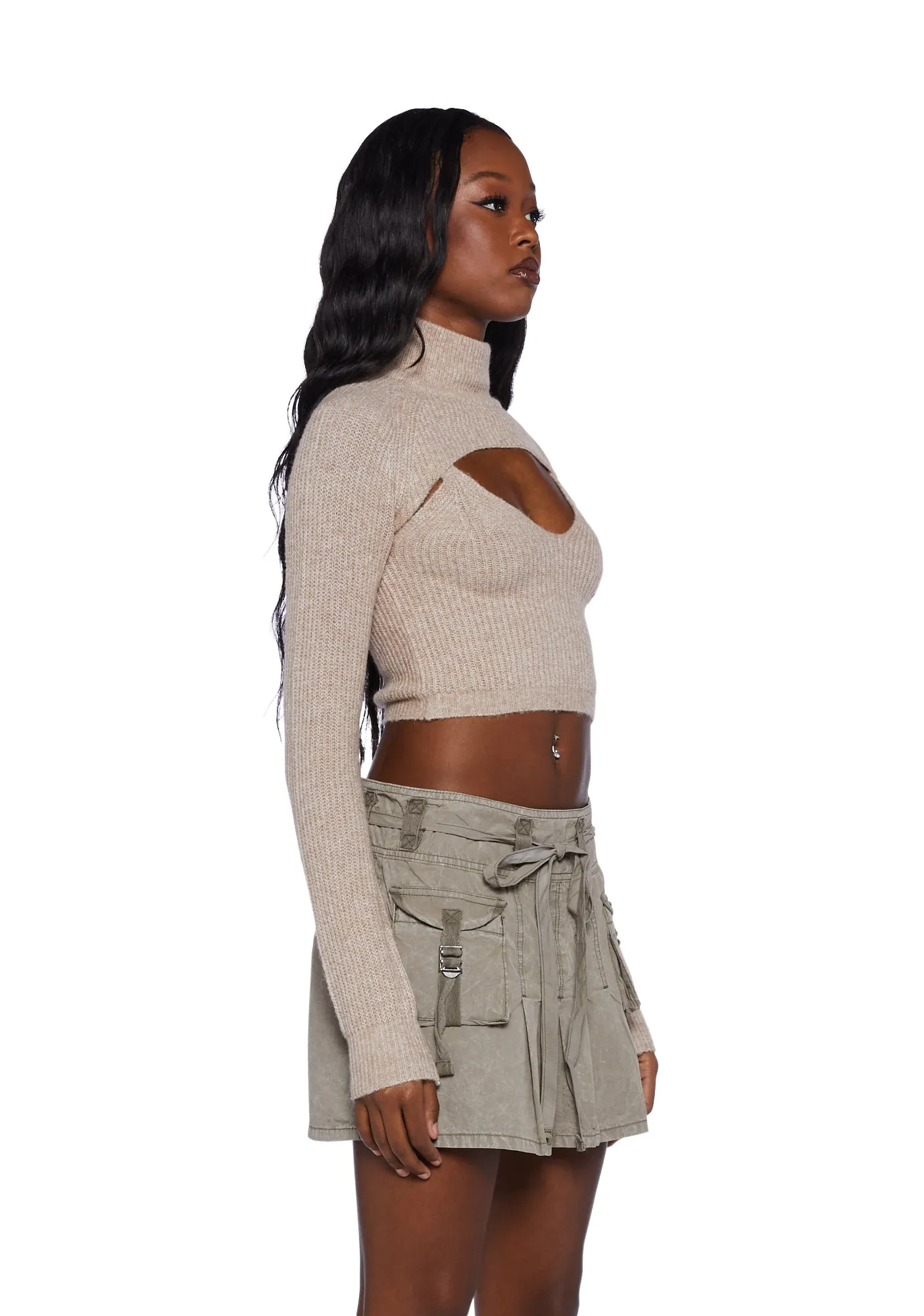 Peekaboo Cut Out Crop Sweater