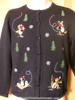 Penguin Sports Themed Cheesy Christmas Sweater