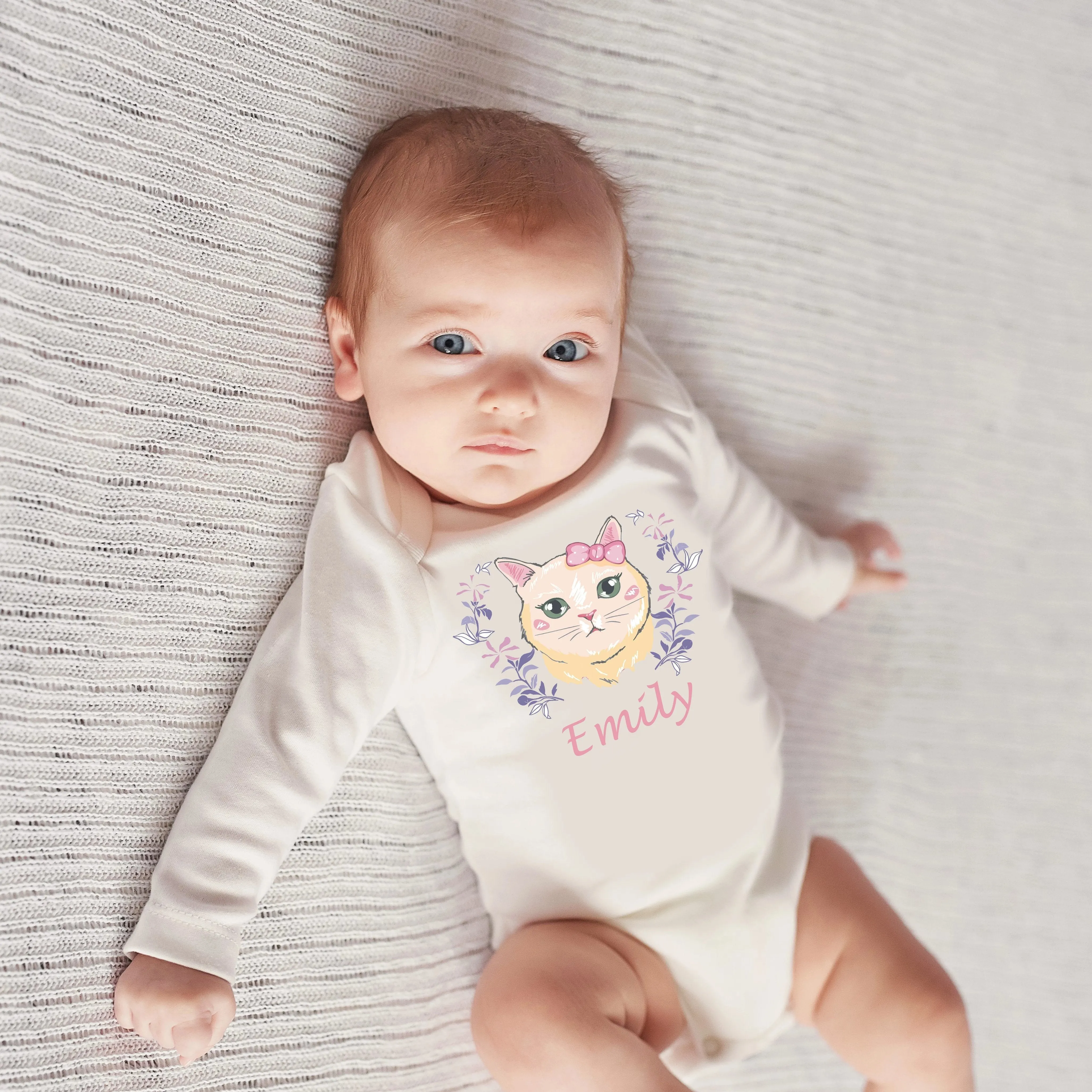 Personalised Baby Bodysuit - Kitty Cat