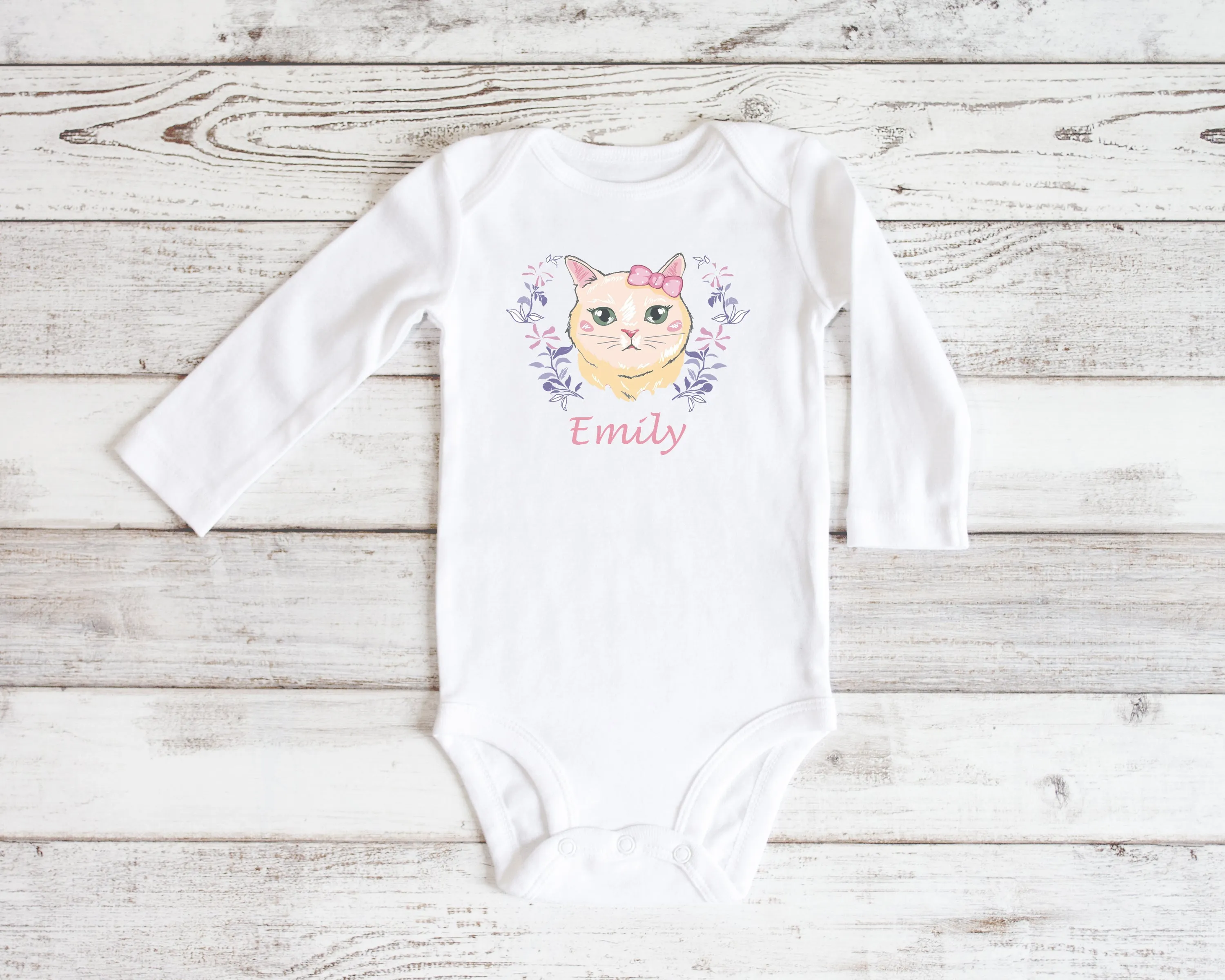 Personalised Baby Bodysuit - Kitty Cat