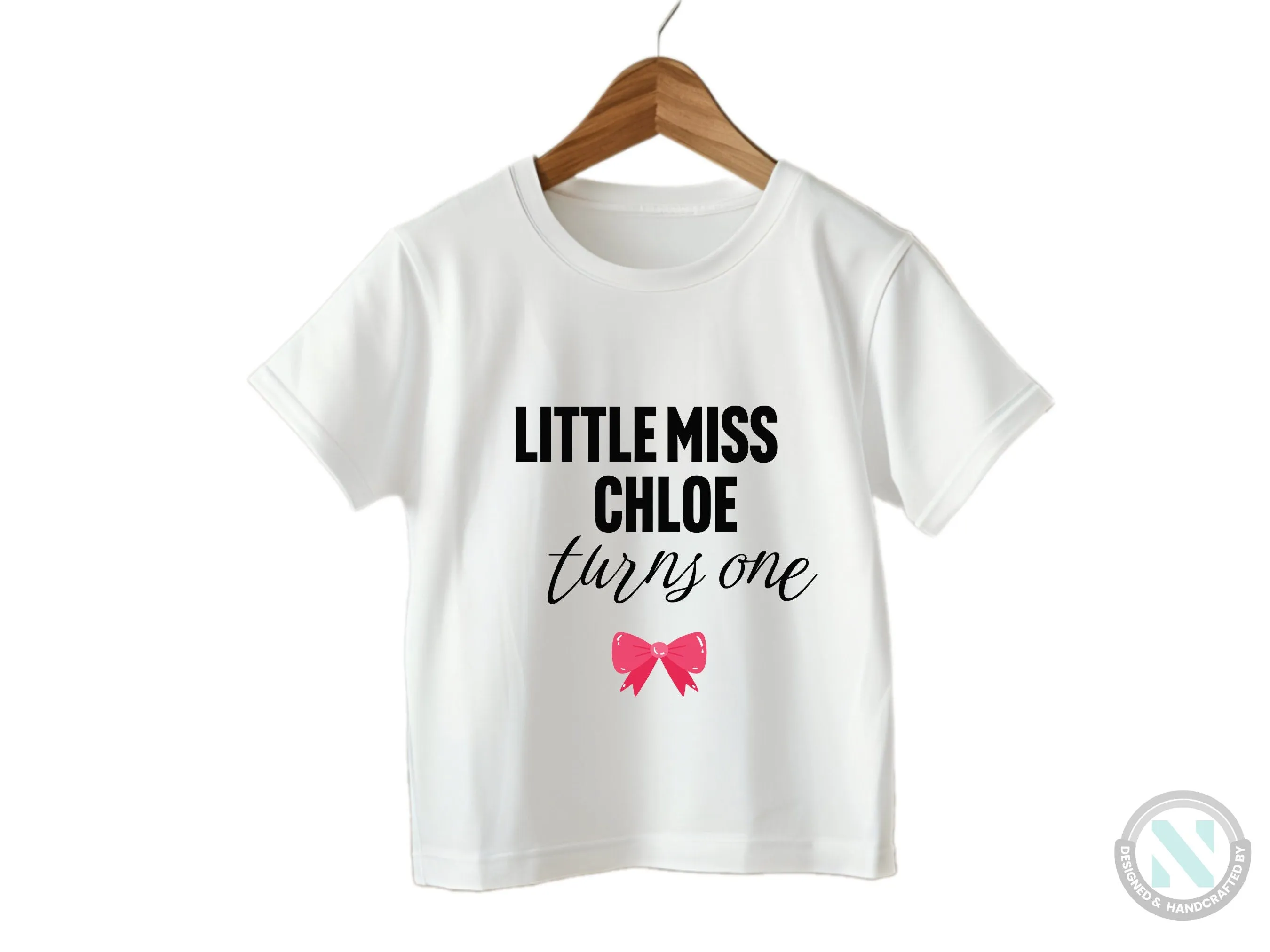 Personalize Long Sleeve Bodysuit for Girls with Baby Name and text "Little Miss"