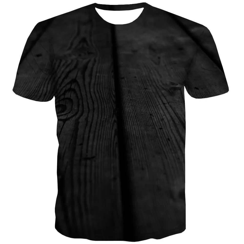 Perspective Black Wood Grain tshirts special texture shirt tee men different art costume Cool