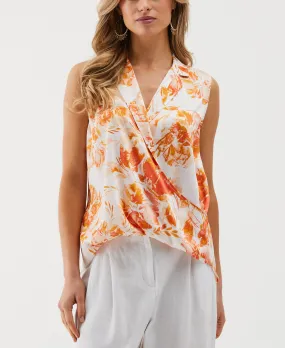 Petite Floral Print Cross Front Blouse