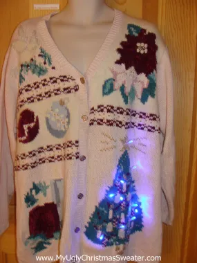 Pink 80s Funny Light Up Christmas Sweater