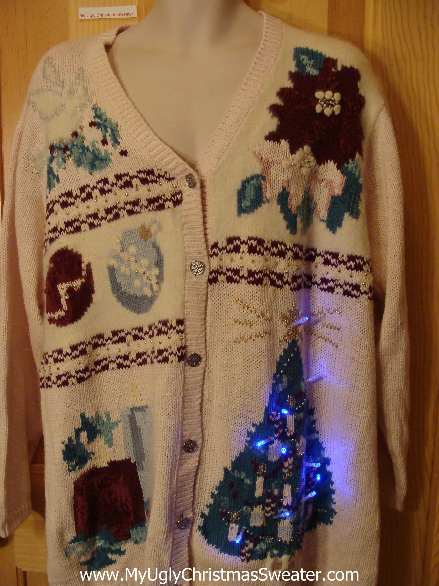 Pink 80s Funny Light Up Christmas Sweater