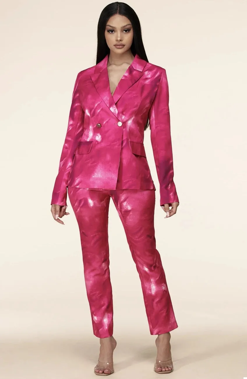 Pink Mix & Match Two Piece Tailored Pant Suit