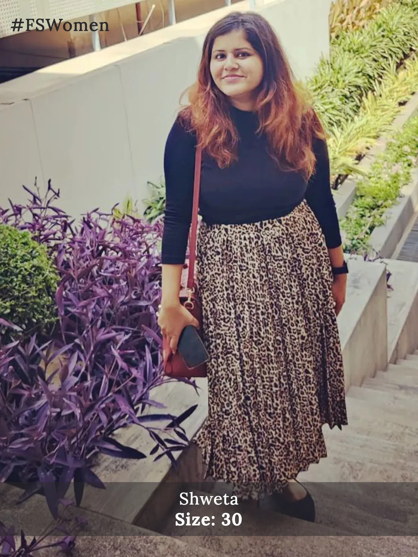 Pleated Flared Animal Print Midi Skirt - Brown