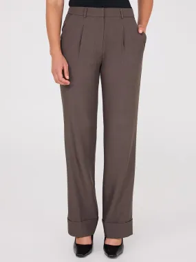 Pleated Wide-Leg Pants With Cuff