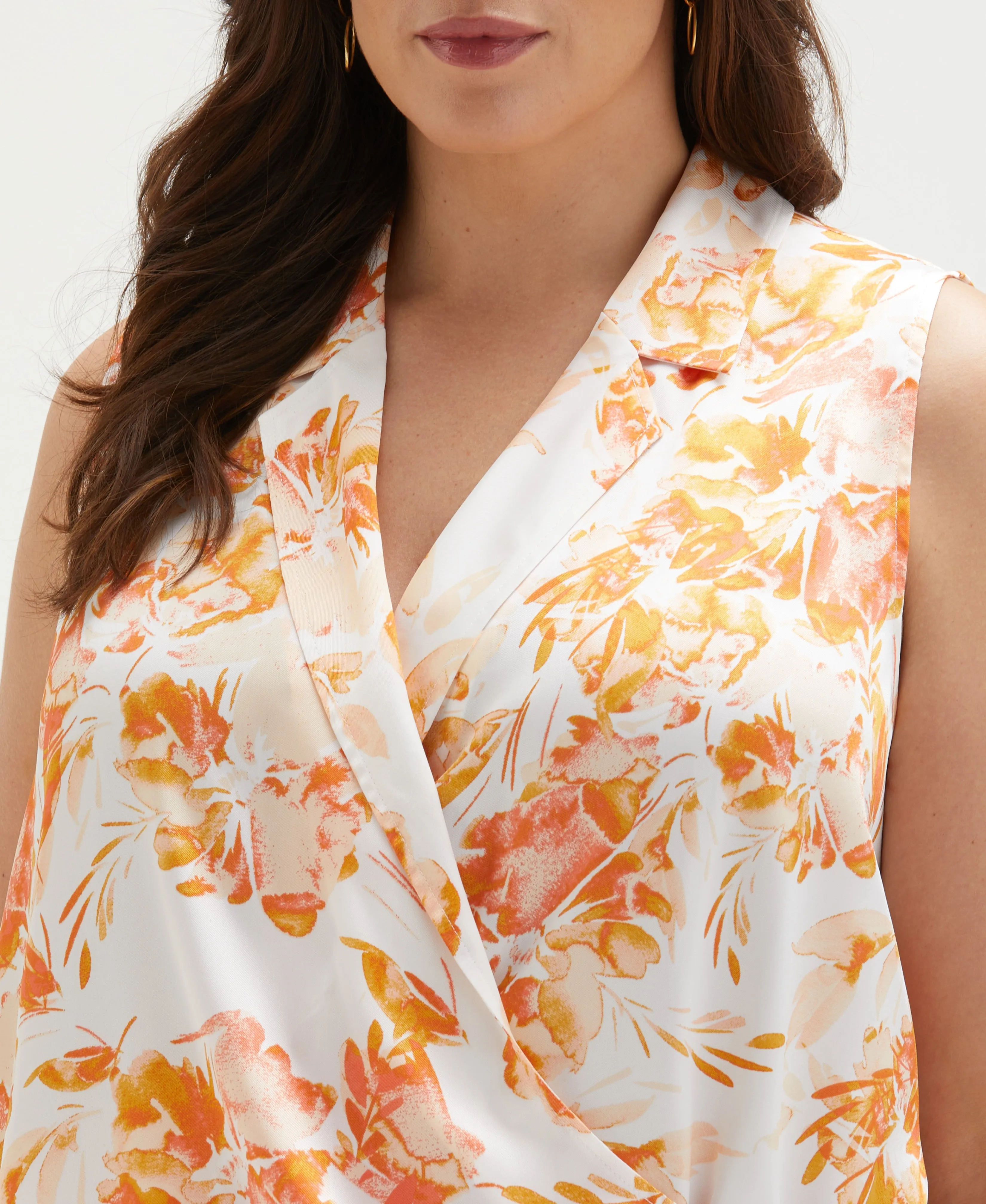 Plus Size Floral Print Cross Front Blouse